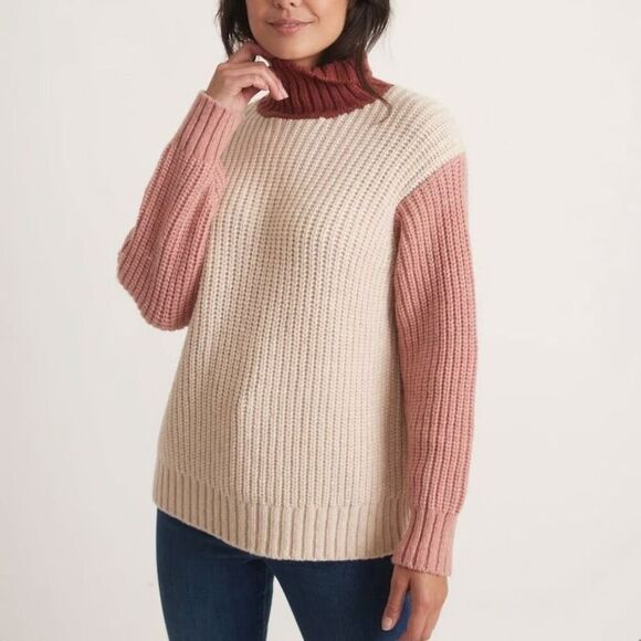 Marine Layer Juniper Oversized Turtleneck Colorblock Sweater size small - Picture 1 of 5